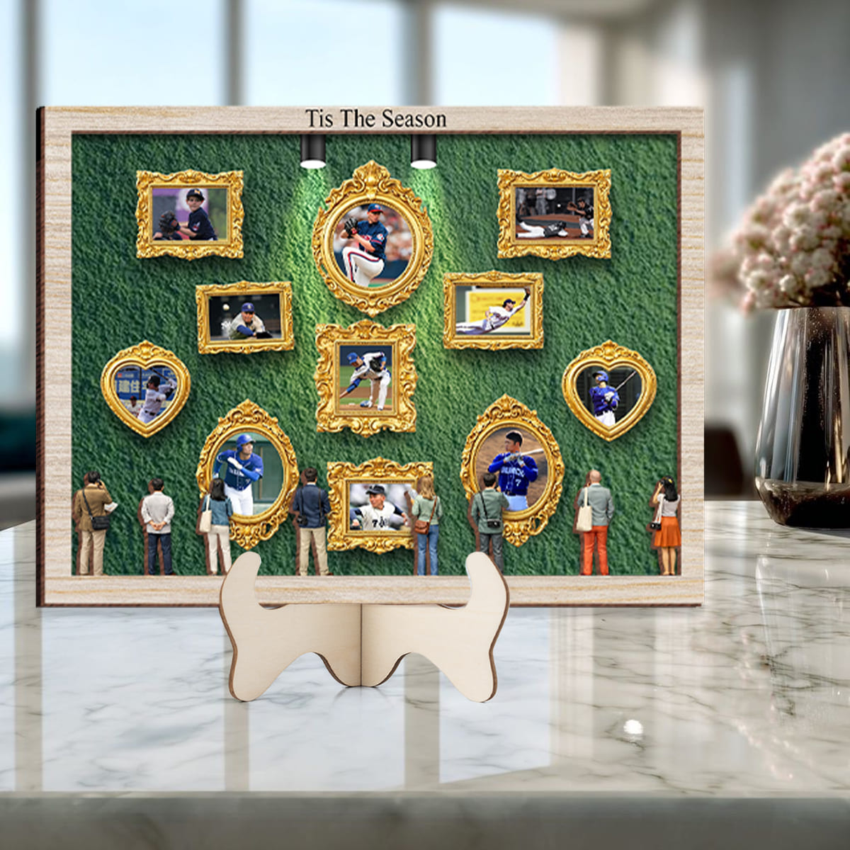 Personalized Mini Baseball Museum Wooden Frame, Custum Photos Museum, Baseball Lovers Gift, Baseball Team Gift, Baseball Coach Gift