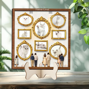 Cat Lovers Mini Museum Wood Layer Frame, Memory Display with Wood Frames, Pet Mom Gifts, Photo Frame with Miniature Figurines, Cat Lovers