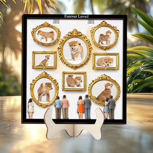 Dog Lovers Mini Museum Wood Layer Frame, Memory Display with Wood Frames, Pet Mom Gifts, Photo Frame with Miniature Figurines, Dog Lovers