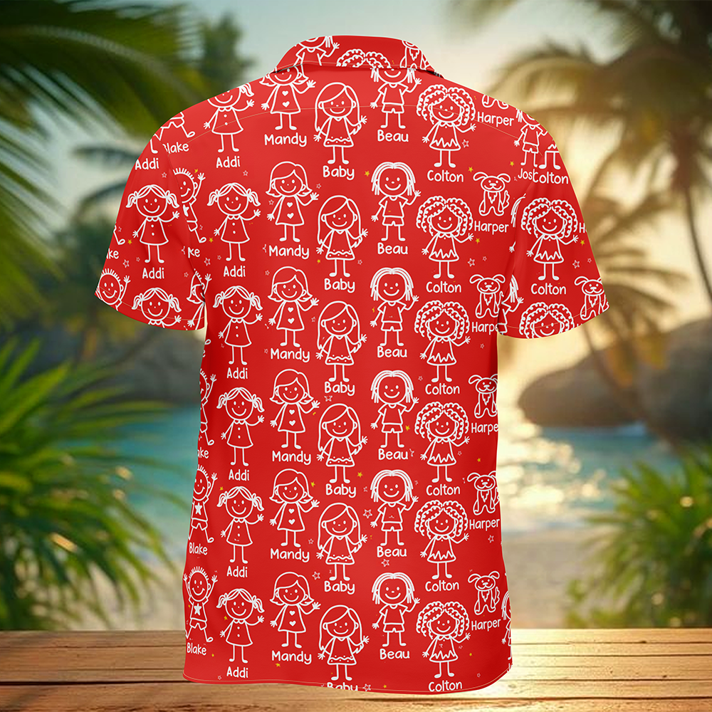 Personalized Grandpa Hawaiian Shirt, Papa Shirt With Grandkid Name, This Grandpa Belong To, Father's Day Gift, Grandpa Dad Birthday Giftt