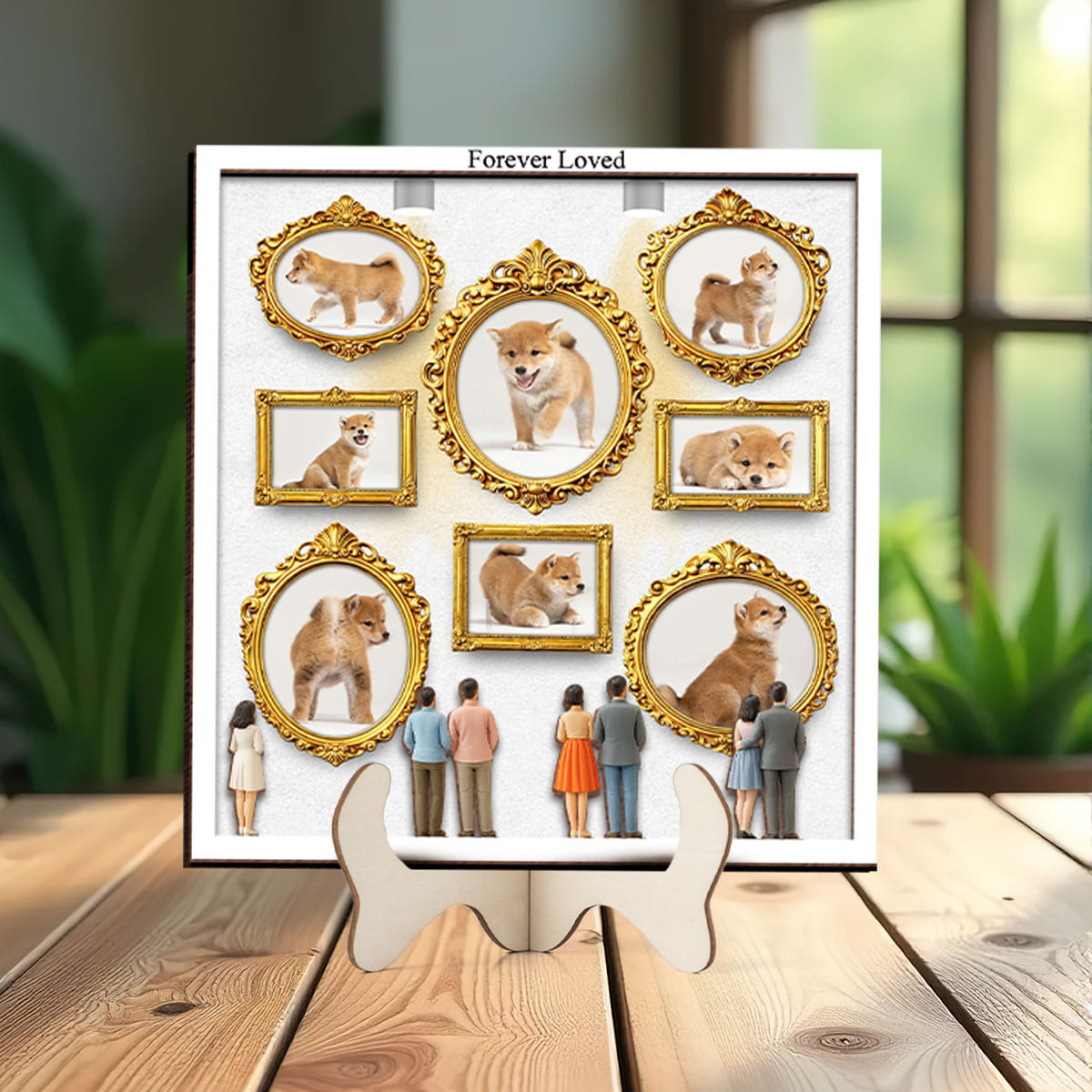 Dog Lovers Mini Museum Wood Layer Frame, Memory Display with Wood Frames, Pet Mom Gifts, Photo Frame with Miniature Figurines, Dog Lovers