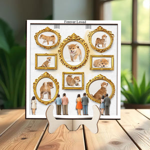 Dog Lovers Mini Museum Wood Layer Frame, Memory Display with Wood Frames, Pet Mom Gifts, Photo Frame with Miniature Figurines, Dog Lovers