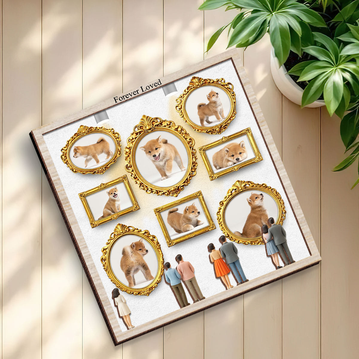 Dog Lovers Mini Museum Wood Layer Frame, Memory Display with Wood Frames, Pet Mom Gifts, Photo Frame with Miniature Figurines, Dog Lovers