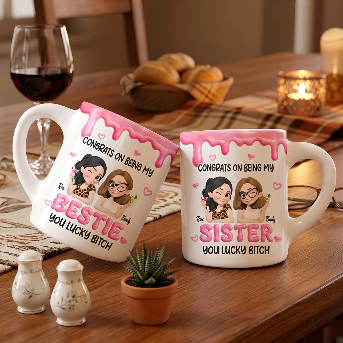 Congrats On Being My Sister You're Lucky - Personalized Mug - Gift For Soul Sister, Bestie, BFF