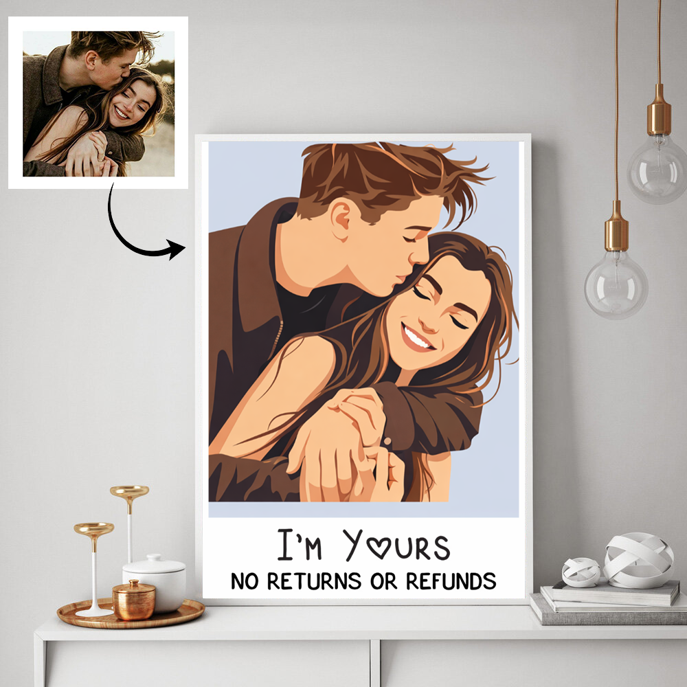 Custom Faceless Couple Portrait - Personalized Poster Canvas