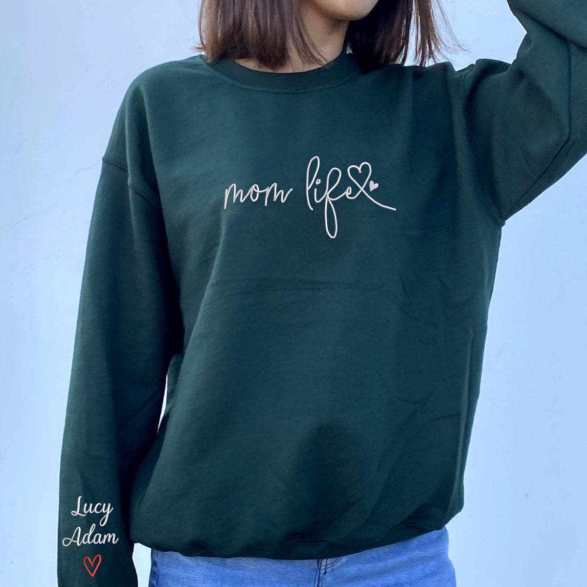 Mom Life Sweatshirt or Hoodie , Embroidered Gift For Mom from Kids, Mother's Day Gift