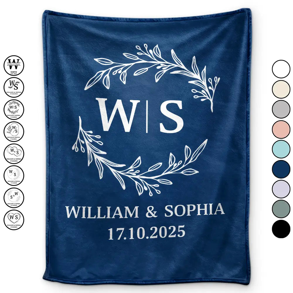 Monogram Couple's Names - Personalized Fleece Blanket, Sherpa Blanket