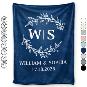 Monogram Couple's Names - Personalized Fleece Blanket, Sherpa Blanket