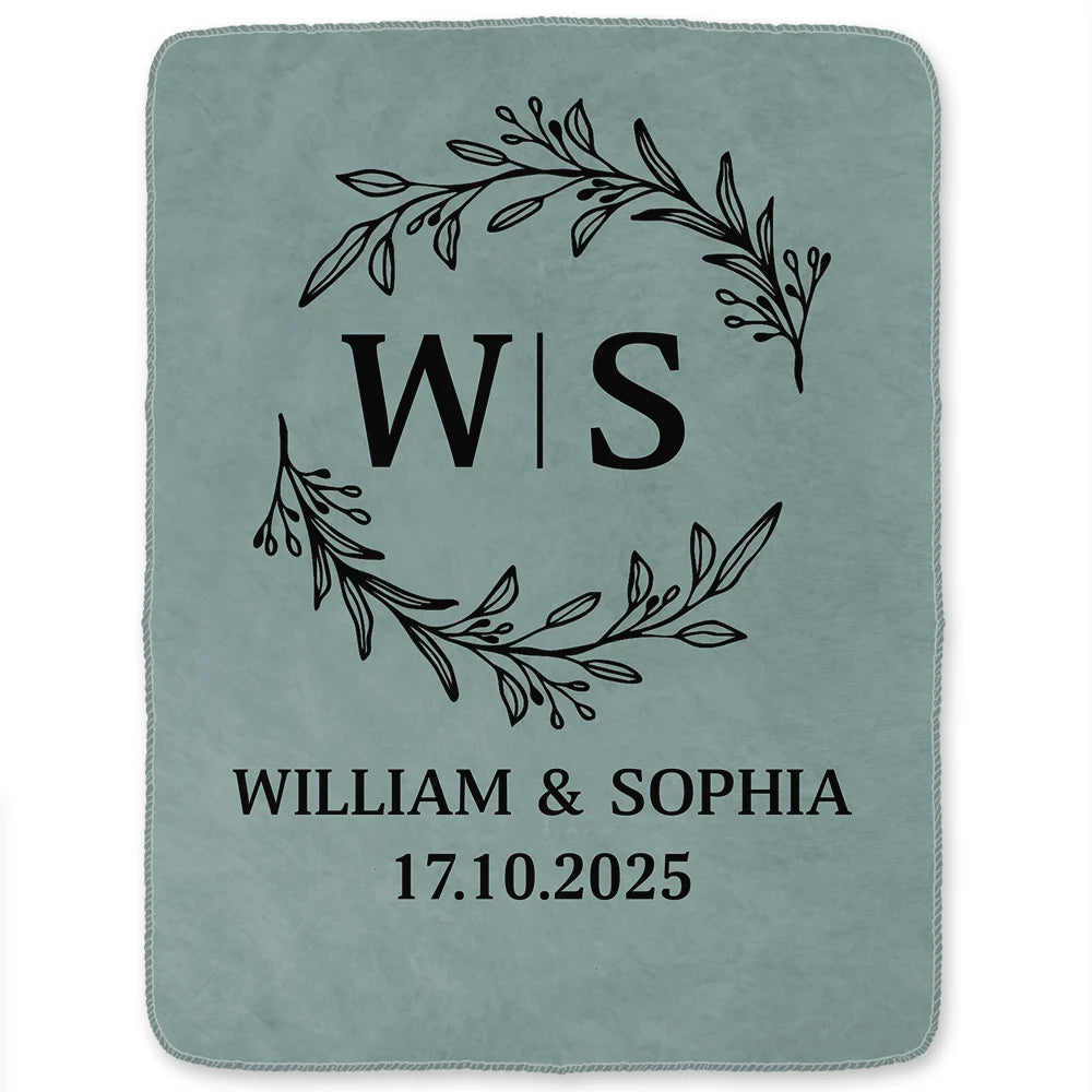 Monogram Couple's Names - Personalized Fleece Blanket, Sherpa Blanket
