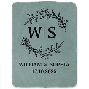 Monogram Couple's Names - Personalized Fleece Blanket, Sherpa Blanket