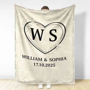 Monogram Couple's Names - Personalized Fleece Blanket, Sherpa Blanket