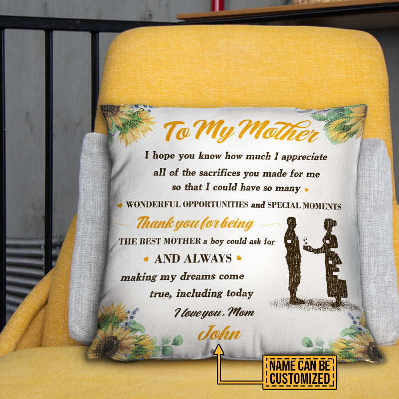 Personalized Motherhood Son to Mother Always Making My Dreams Come True Custom Pillow Mother's Day Gift Gift For Her From Son