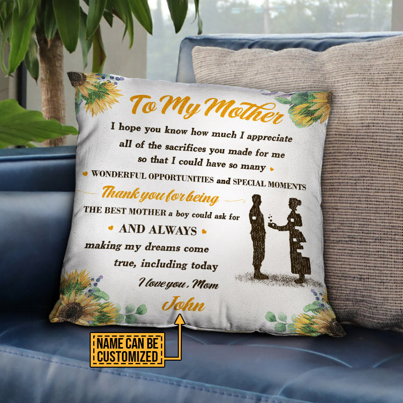 Personalized Motherhood Son to Mother Always Making My Dreams Come True Custom Pillow Mother's Day Gift Gift For Her From Son