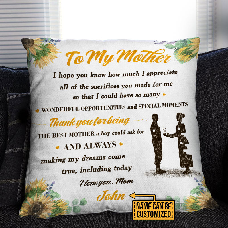 Personalized Motherhood Son to Mother Always Making My Dreams Come True Custom Pillow Mother's Day Gift Gift For Her From Son