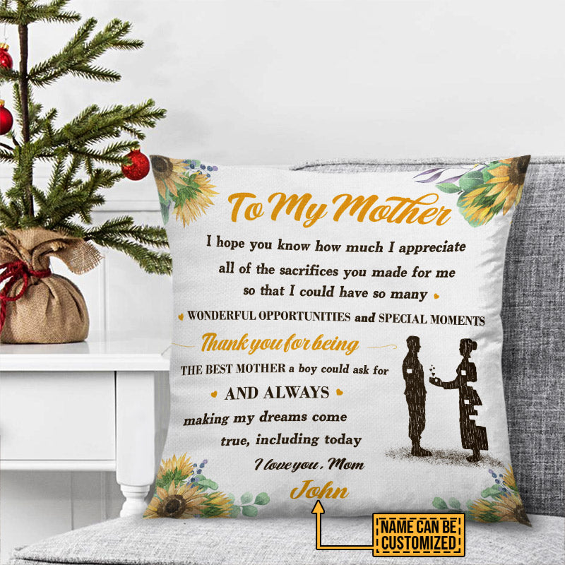 Personalized Motherhood Son to Mother Always Making My Dreams Come True Custom Pillow Mother's Day Gift Gift For Her From Son