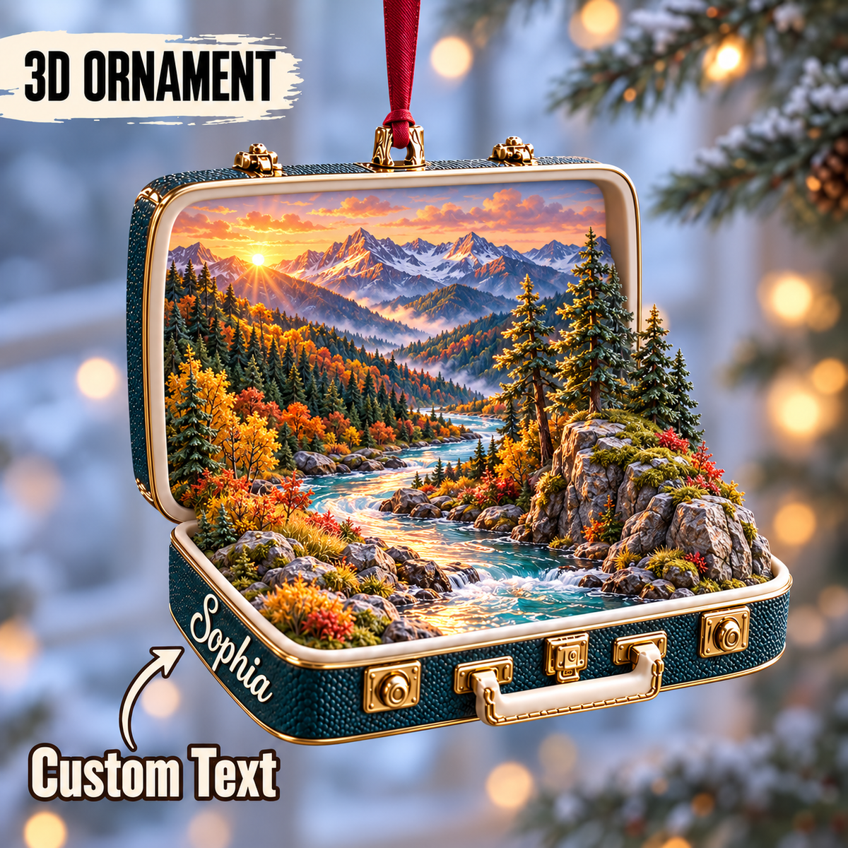 Personalized Great Smoky Mountains 3D Suitcase Christmas Ornament – National Park Souvenir & Gift for Nature Lovers