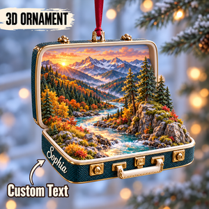Personalized Great Smoky Mountains 3D Suitcase Christmas Ornament – National Park Souvenir & Gift for Nature Lovers