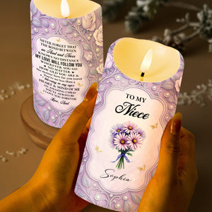 To My Niece, Beautiful Flowers and Butterflies, Custom LED Candle, Gift For Niece