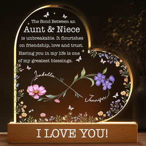 The Bond Between An Aunt & Niece, Flowers And Butterflies, LED Night Light, Gift For Family