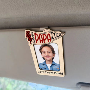 Custom Photo Best Dad Ever - Personalized Custom Shaped Car Visor Clip Gif For Dad, Father's Day Gift, 1 Layer