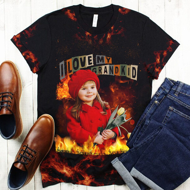 Love My Grandkids Personalized 3D T-shirt For Grandma Mother's Day Gift For Mama Nana Grandma Custom Photo Vintage Style Tee