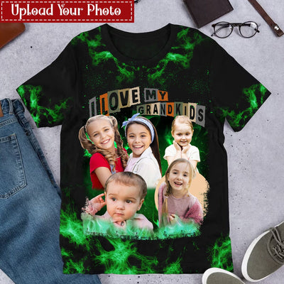 Love My Grandkids Personalized 3D T-shirt For Grandma Mother's Day Gift For Mama Nana Grandma Custom Photo Vintage Style Tee