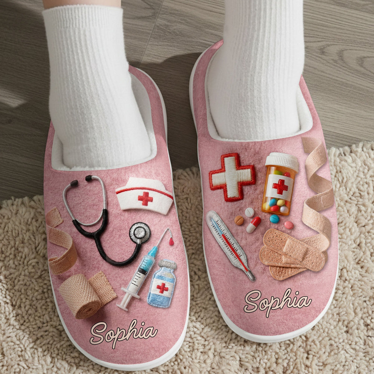 Comfort For A Hero, Personalized Unisex Slippers, Gift For Nurses
