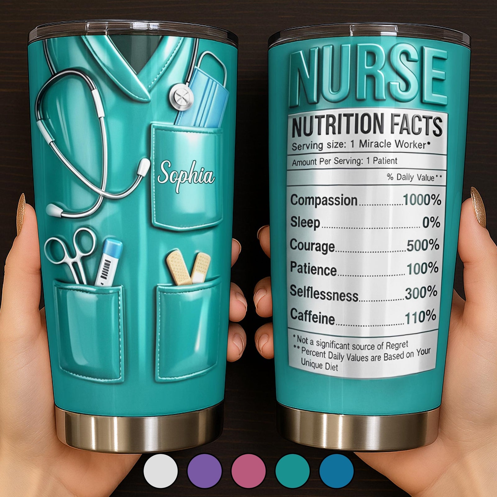 Nutrition Facts For Miracle Worker, Custom Stainless Steel Tumbler, Gift For Nurses