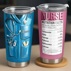 Nutrition Facts For Miracle Worker, Custom Stainless Steel Tumbler, Gift For Nurses