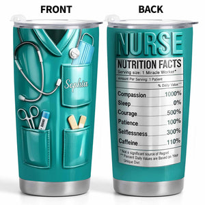 Nutrition Facts For Miracle Worker, Custom Stainless Steel Tumbler, Gift For Nurses