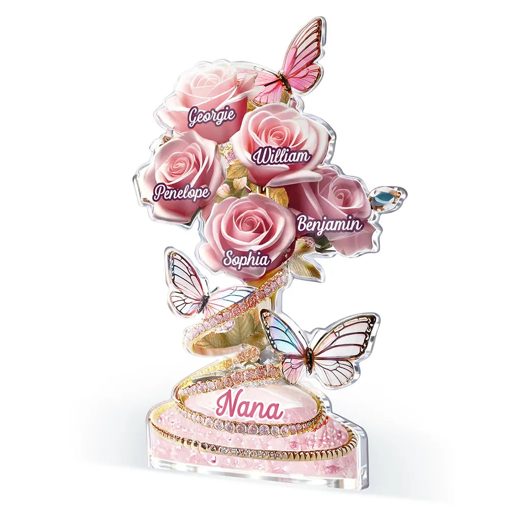 Handpicked Just For Mom Grandma 3D Crystal Effect Roses - Personalized Custom Shaped Acrylic Plaque