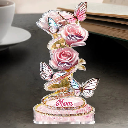 Handpicked Just For Mom Grandma 3D Crystal Effect Roses - Personalized Custom Shaped Acrylic Plaque