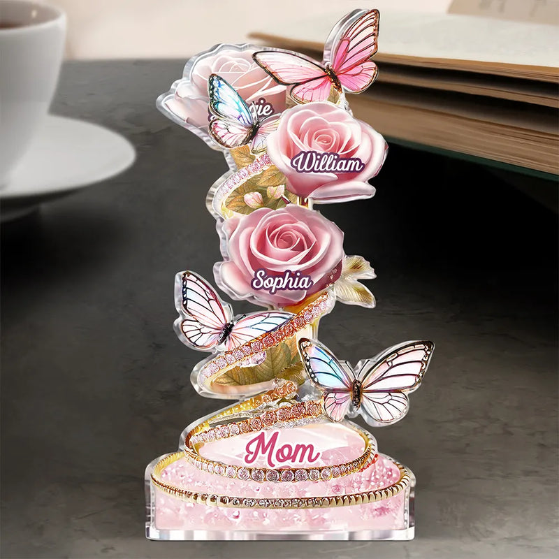Handpicked Just For Mom Grandma 3D Crystal Effect Roses - Personalized Custom Shaped Acrylic Plaque