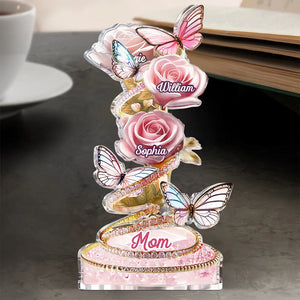 Handpicked Just For Mom Grandma 3D Crystal Effect Roses - Personalized Custom Shaped Acrylic Plaque