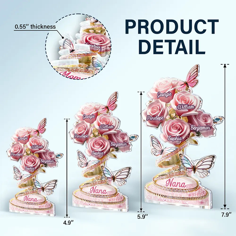 Handpicked Just For Mom Grandma 3D Crystal Effect Roses - Personalized Custom Shaped Acrylic Plaque