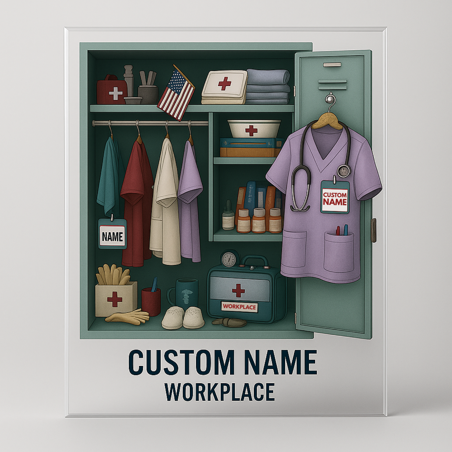 Nurse Lavender Scrub Personal Locker - Personalized Acrylic Plaque - Gift For Nurse