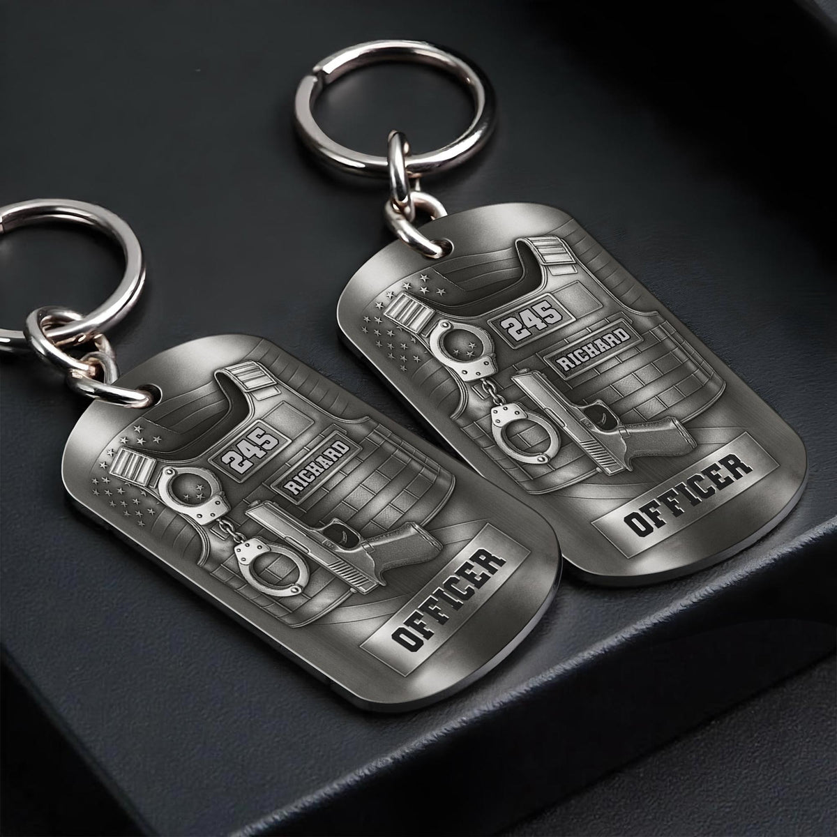To My Beloved Officer Always In My Heart, Stainless Steel Keychain, Gift For Police Officers