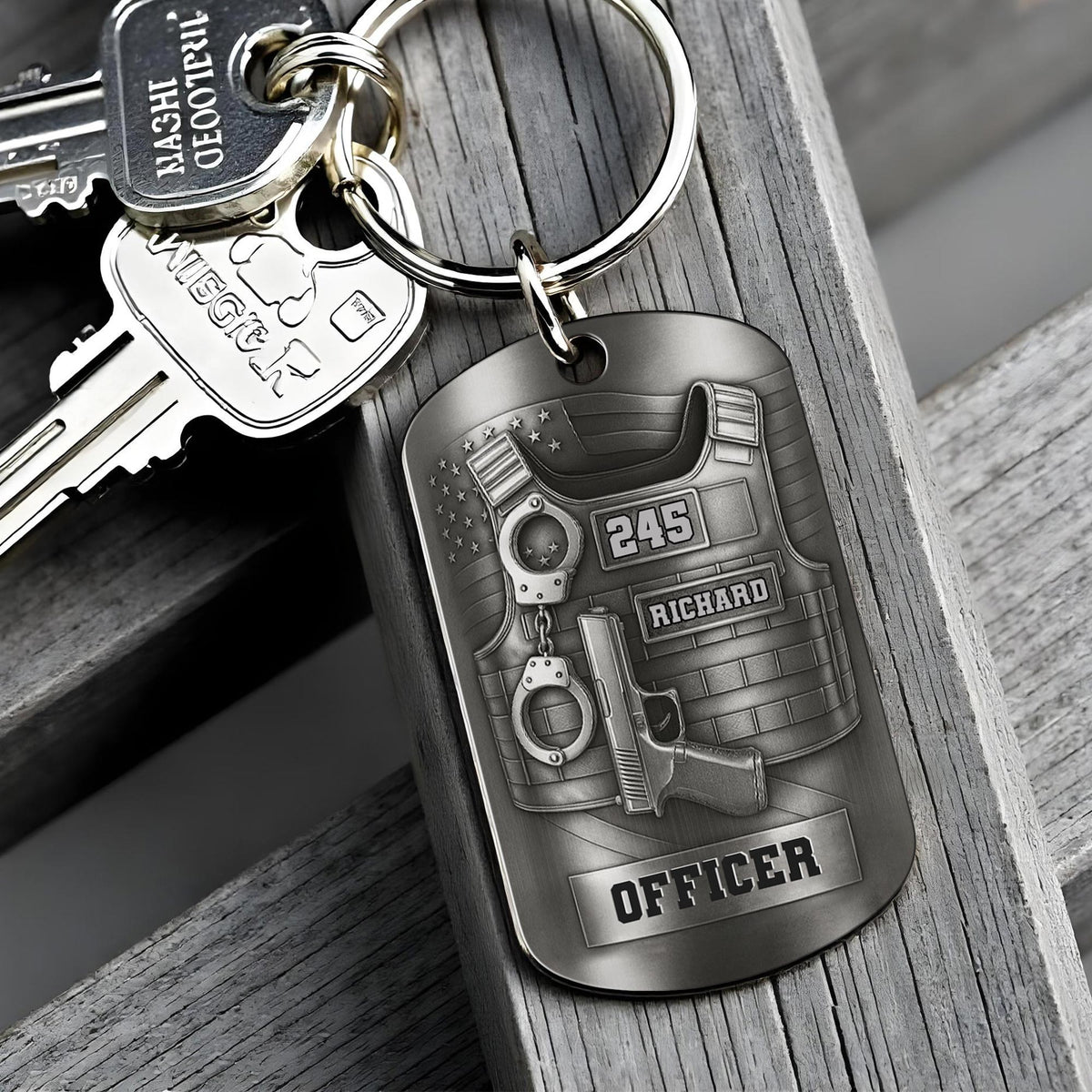 To My Beloved Officer Always In My Heart, Stainless Steel Keychain, Gift For Police Officers