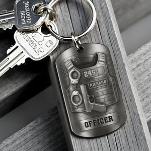 To My Beloved Officer Always In My Heart, Stainless Steel Keychain, Gift For Police Officers