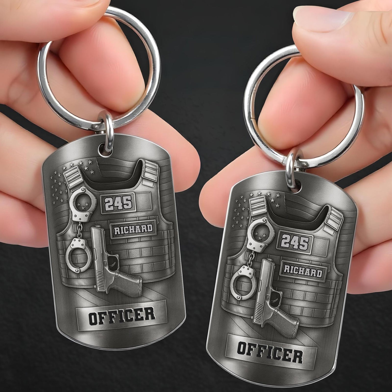 To My Beloved Officer Always In My Heart, Stainless Steel Keychain, Gift For Police Officers