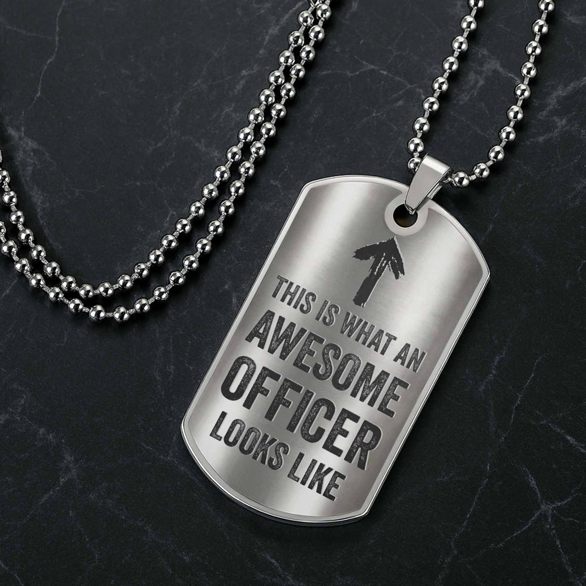 To My Brave Officer, Badge, Gun And Handcuffs, Personalized Dog Tag Necklace, Gift For Law Officers