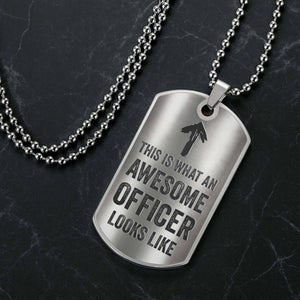 To My Brave Officer, Badge, Gun And Handcuffs, Personalized Dog Tag Necklace, Gift For Law Officers