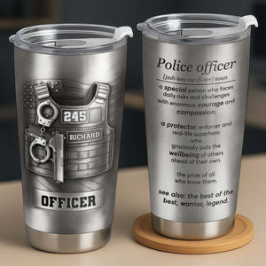 Police Officer, A Protector And Real-Life Superhero, Custom Stainless Steel Tumbler, Gift For Law Enforcement