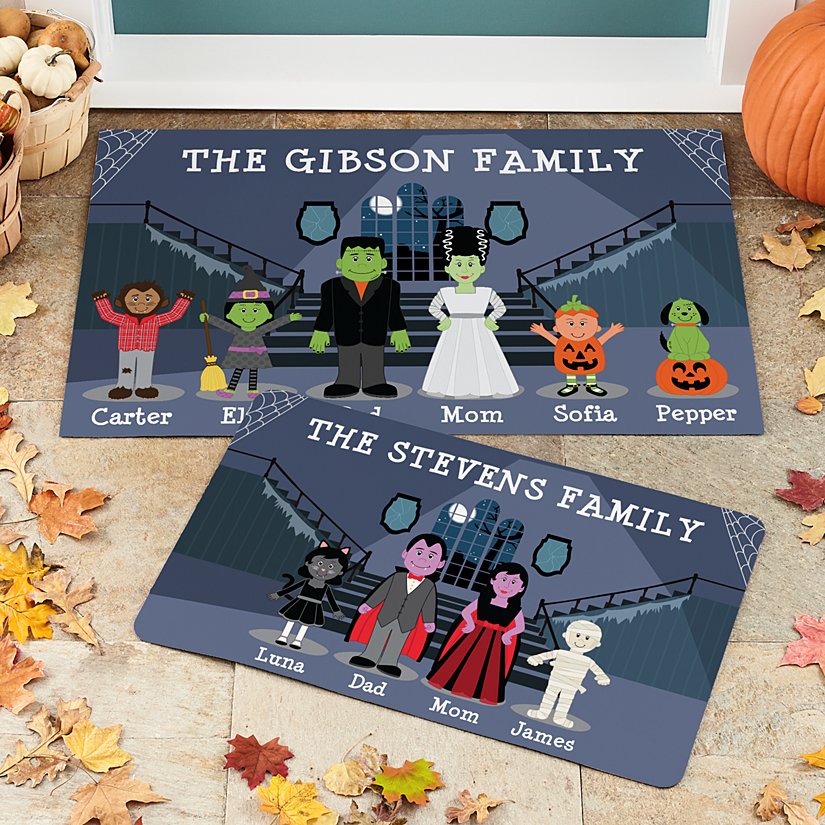 Funny Ghost Pumpkin Door Mat, Halloween Welcome Mat, Spooky Season Halloween Front Door Mat