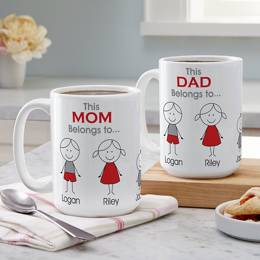 Personalised This Grandma Belongs to Family Portrait Ceramic Coffee Mug with Kid Names Birthday Christmas Gift for Family