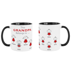 Personalised This Grandma Belongs to Family Portrait Ceramic Coffee Mug with Kid Names Birthday Christmas Gift for Family