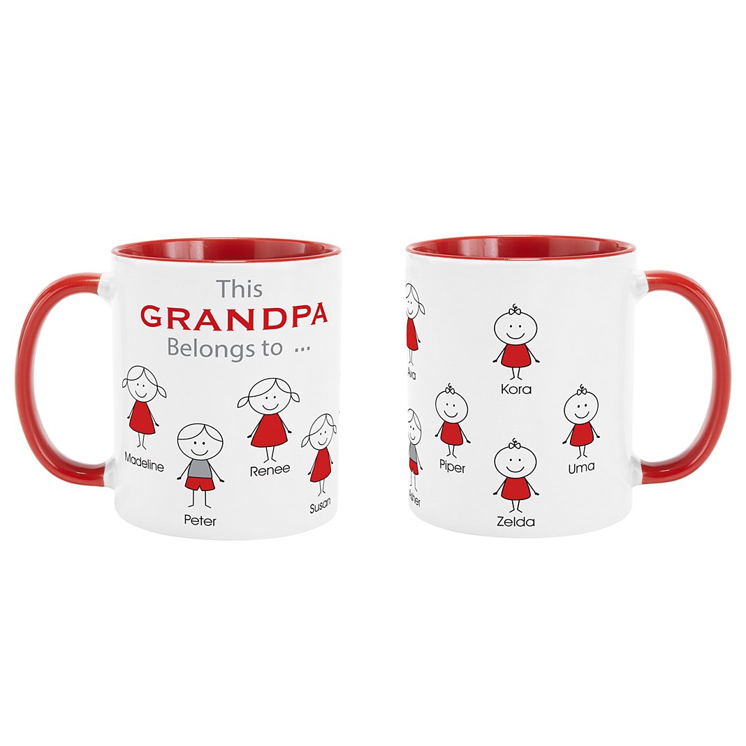 Personalised This Grandma Belongs to Family Portrait Ceramic Coffee Mug with Kid Names Birthday Christmas Gift for Family