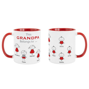 Personalised This Grandma Belongs to Family Portrait Ceramic Coffee Mug with Kid Names Birthday Christmas Gift for Family