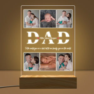 Personalized Photo Best Dad Ever 3D LED Light Wooden Base