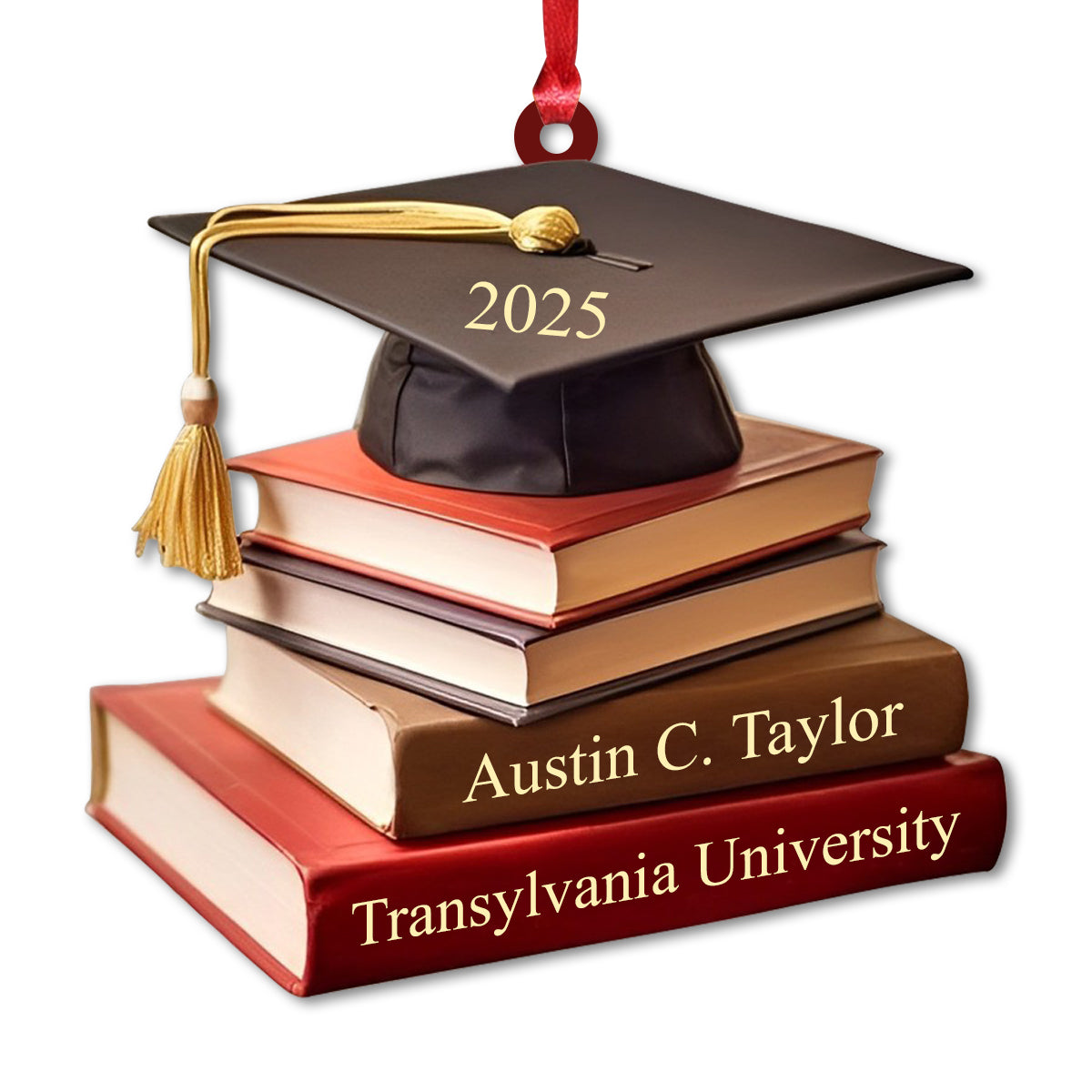 Personalized Graduation Cap Ornament With Books, Class of 2024 Graduation Ornament, High School Graduation Gifts, Custom Graduation Ornament